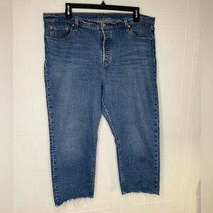 LEVI’S 501 Cropped Raw Hem Button Fly High Rise Jeans Blue Women Plus 20W